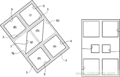 左:新型傳感器的相位差檢測單元結構,右:富士現有混合式傳感器的相位差檢測單元結構