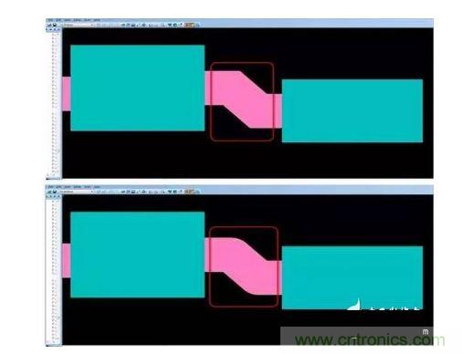有效的PCB 設計工具會自動考慮用于繪制形狀的線型，以計算準確的線條寬度，幫助您輕松創(chuàng)建尖拐角。