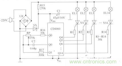  節日彩燈&mdash;&mdash;滿天星霓虹燈電路