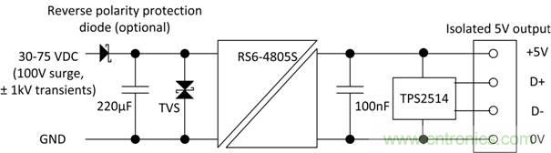 使用RECOM DC／DC轉(zhuǎn)換器作為USB充電器