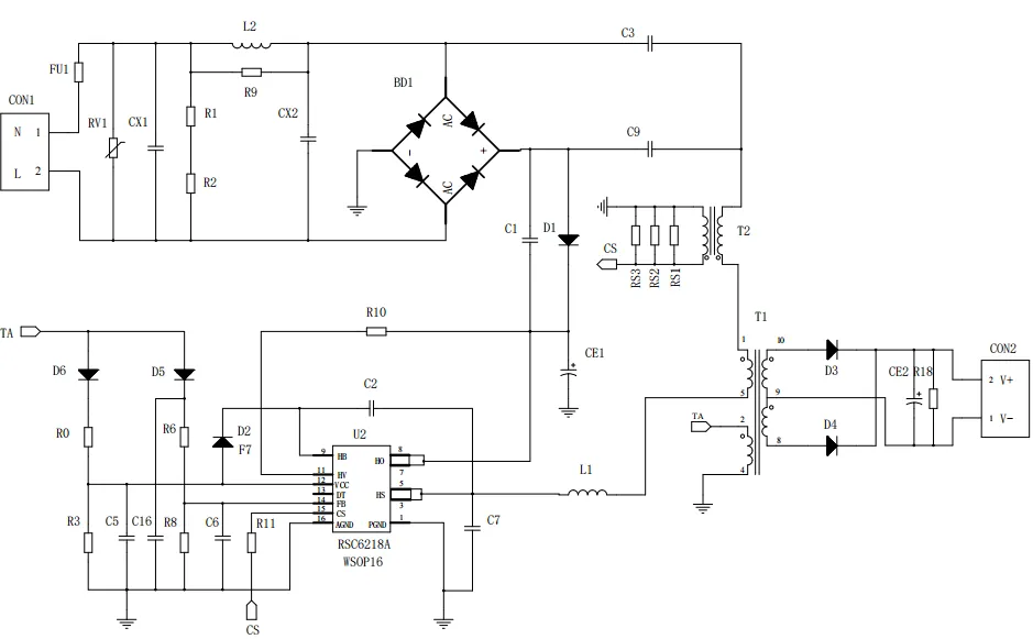 一、LED驅動模塊RSC6218A REASUNOS(瑞森半導體)通過持續投入研發,提升LLC應用技術,集成控制芯片與功率轉換,成功推出新一代產品RSC6218A WSOP-16,延續瑞森LLC拓撲方案,時機趨勢完全迎合我國雙碳政策,電氣特性契合新版國標GB/T 17625.1-2022和歐盟新版ERP認證EU2019/2020雙重法規,專為中小功率的產品提供優秀的方案;接下來會分幾個篇章持續介紹新方案產品的應用資料和設計實例分享: RSC6218A功率模塊內部集成CS-CP-LLC電源半橋模塊和功率轉換模塊,延續瑞森主題設計方向單級實現高PF無頻閃技術和LLC諧振軟開關技術方案:該型號適用于5-18W功率段;具備高轉換效率(90%+),高PF(>0.96),低THD(<10%),小型化(縮小PCB面積10-25%),通過優化產品內部設計提升產品內部功率器件的開啟與關閉性能,避免干擾發生,最高工作頻率達200KHZ,實現WSOP-16封裝兼顧散熱與小型化;并且內部可自動設置死區時間,讓方案可靠易設計。 產品可廣泛應用于: 1.護眼系列燈具:如教室燈、辦公燈、護眼臺燈、壁燈、閱覽室燈等; 2.家居類燈具:如客廳燈、臥室燈、兒童房燈、廚房燈、走廊燈等; 3.軌道類燈具:地鐵照明、高鐵照明、隧道照明、車站照明等; 4.商照類燈具:筒燈、射燈、投射燈、 亮化燈、防爆燈等; 方案起到提供高效,穩定,長壽命的作用。 二、產品功能框架 三、IC各PIN腳功能說明 PIN1 PGND 功率地,內部是連接低邊MOS的S端地線; PIN2 NC PIN3 HS 半橋MOS低邊漏極PIN; PIN4 HS 半橋MOS低邊漏極PIN; PIN5 HS 半橋MOS高邊源極PIN; PIN6 HS 半橋MOS高邊源極PIN; PIN7 NC PIN8 HO 半橋MO高邊漏極; PIN9 HO 半橋MOS高邊漏極; PIN10 HB 半橋驅動高邊電源,通過外置的一個二極管與電容組成自舉回路,為高邊 MOS 的開啟提供電平; PIN11 VIN 高壓啟動的輸入腳,最高耐壓可達DC600V,啟動電流在1.7mA,一般應用是從高壓電解處串接一個1206100K電阻引到PIN1,在整個環路還未建立起來時,是靠這個引腳的供電通過內部連接到PIN6VCC,然后把VCC電容慢慢充電到芯片的啟動電壓后,芯片開始工作。整個環路建立起來后,VIN腳內部關斷,VCC 通過外部變壓器輔助繞組供電維持正常工作; PIN12 VCC 信號電源引腳, 工作電壓范圍 8-20V,工作電流在 0.8mA,靜態工作電流是 720uA; PIN13 NC DT懸空腳; PIN14 FB 電壓反饋輸入,VFB中心值是1.2V,該引腳的功能主要是限定空載電壓的最大幅度,該芯片空載保護屬于打嗝模式,可以有效降低空載損耗,能效要求輕松符合小于0.5W的要求; PIN15 CS 電流采樣正弦波信號輸入該PIN腳是通過線路中的互感電感采樣得到全波的正弦波信號, 通過電阻轉換為電壓信號后,輸入到CS PIN腳, 內部連接到壓控振蕩器,根據輸入進來的電壓幅值大小,以及正弦波的頻率,壓控振蕩器輸出對應的方波來控制LG與HG端的MOS開關頻率,實現恒流調節控制; PIN16 AGND 信號地參考電平,主要連接 VCC,FB 對應 PIN 腳的元件地線。 四、關鍵PIN腳參數設定范圍 五、典型應用原理圖 關注瑞森半導體公眾號,接下來持續分享具體案例的設計參考文檔,攜手各伙伴們實現新版國標GB/T17625.1-2022的順利達標,為工程師縮短開發周期,讓工廠端得到滿意的產品,給客戶一個滿意的答卷,得到需要的利潤空間。 一、LED驅動模塊RSC6218A REASUNOS(瑞森半導體)通過持續投入研發,提升LLC應用技術,集成控制芯片與功率轉換,成功推出新一代產品RSC6218A WSOP-16,延續瑞森LLC拓撲方案,時機趨勢完全迎合我國雙碳政策,電氣特性契合新版國標GB/T 17625.1-2022和歐盟新版ERP認證EU2019/2020雙重法規,專為中小功率的產品提供優秀的方案;接下來會分幾個篇章持續介紹新方案產品的應用資料和設計實例分享: RSC6218A功率模塊內部集成CS-CP-LLC電源半橋模塊和功率轉換模塊,延續瑞森主題設計方向單級實現高PF無頻閃技術和LLC諧振軟開關技術方案:該型號適用于5-18W功率段;具備高轉換效率(90%+),高PF(>0.96),低THD(<10%),小型化(縮小PCB面積10-25%),通過優化產品內部設計提升產品內部功率器件的開啟與關閉性能,避免干擾發生,最高工作頻率達200KHZ,實現WSOP-16封裝兼顧散熱與小型化;并且內部可自動設置死區時間,讓方案可靠易設計。 產品可廣泛應用于: 1.護眼系列燈具:如教室燈、辦公燈、護眼臺燈、壁燈、閱覽室燈等; 2.家居類燈具:如客廳燈、臥室燈、兒童房燈、廚房燈、走廊燈等; 3.軌道類燈具:地鐵照明、高鐵照明、隧道照明、車站照明等; 4.商照類燈具:筒燈、射燈、投射燈、 亮化燈、防爆燈等; 方案起到提供高效,穩定,長壽命的作用。 二、產品功能框架 三、IC各PIN腳功能說明 PIN1 PGND 功率地,內部是連接低邊MOS的S端地線; PIN2 NC PIN3 HS 半橋MOS低邊漏極PIN; PIN4 HS 半橋MOS低邊漏極PIN; PIN5 HS 半橋MOS高邊源極PIN; PIN6 HS 半橋MOS高邊源極PIN; PIN7 NC PIN8 HO 半橋MO高邊漏極; PIN9 HO 半橋MOS高邊漏極; PIN10 HB 半橋驅動高邊電源,通過外置的一個二極管與電容組成自舉回路,為高邊 MOS 的開啟提供電平; PIN11 VIN 高壓啟動的輸入腳,最高耐壓可達DC600V,啟動電流在1.7mA,一般應用是從高壓電解處串接一個1206100K電阻引到PIN1,在整個環路還未建立起來時,是靠這個引腳的供電通過內部連接到PIN6VCC,然后把VCC電容慢慢充電到芯片的啟動電壓后,芯片開始工作。整個環路建立起來后,VIN腳內部關斷,VCC 通過外部變壓器輔助繞組供電維持正常工作; PIN12 VCC 信號電源引腳, 工作電壓范圍 8-20V,工作電流在 0.8mA,靜態工作電流是 720uA; PIN13 NC DT懸空腳; PIN14 FB 電壓反饋輸入,VFB中心值是1.2V,該引腳的功能主要是限定空載電壓的最大幅度,該芯片空載保護屬于打嗝模式,可以有效降低空載損耗,能效要求輕松符合小于0.5W的要求; PIN15 CS 電流采樣正弦波信號輸入該PIN腳是通過線路中的互感電感采樣得到全波的正弦波信號, 通過電阻轉換為電壓信號后,輸入到CS PIN腳, 內部連接到壓控振蕩器,根據輸入進來的電壓幅值大小,以及正弦波的頻率,壓控振蕩器輸出對應的方波來控制LG與HG端的MOS開關頻率,實現恒流調節控制; PIN16 AGND 信號地參考電平,主要連接 VCC,FB 對應 PIN 腳的元件地線。 四、關鍵PIN腳參數設定范圍 五、典型應用原理圖 關注瑞森半導體公眾號,接下來持續分享具體案例的設計參考文檔,攜手各伙伴們實現新版國標GB/T17625.1-2022的順利達標,為工程師縮短開發周期,讓工廠端得到滿意的產品,給客戶一個滿意的答卷,得到需要的利潤空間。